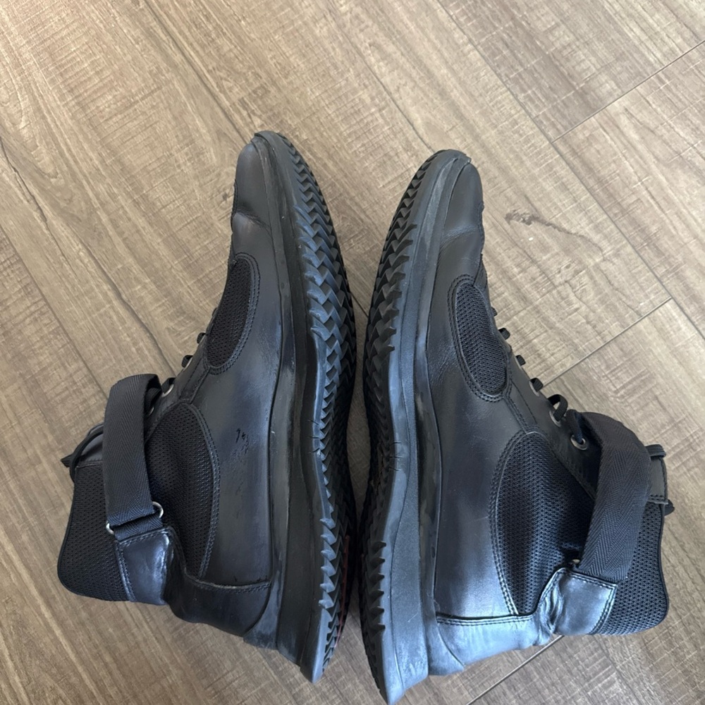 Prada Black Leather Boots with Velcro Strap - Picture 10 of 11